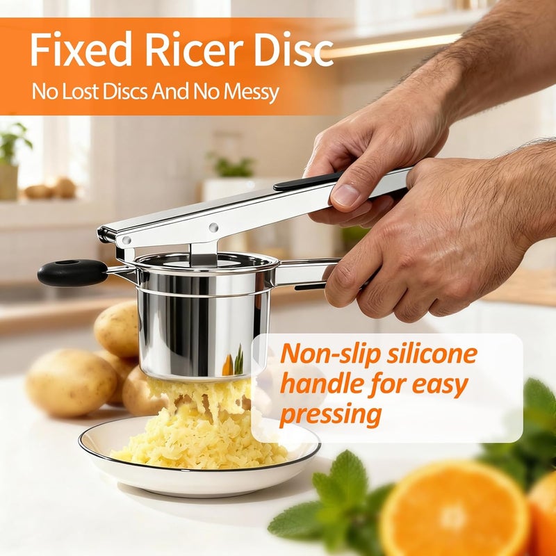 BAPOTH Potato Ricer, Ricer For Mashed Potatoes, 15 OZ Heavy Duty Stainless Steel Potato Masher Make Fluffy Mashed Potatoes, Fixed Disc Potato Masher Without Messy, Dishwasher Safety for Baby Food - Image 4